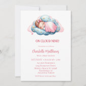 Schattigee Baby Meisje Wolk Negen 9 Baby shower Kaart (Voorkant)