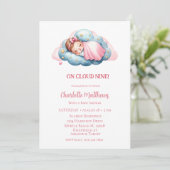 Schattigee Baby Meisje Wolk Negen 9 Baby shower Kaart (Staand voorkant)