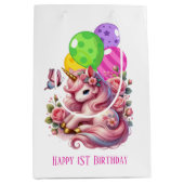 Schattigee baby meisjes eerste verjaardag medium cadeauzakje (Voorkant)