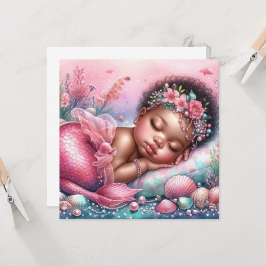 Schattigee Baby-mermaide Kaart (Voorkant / Achterkant in situ)