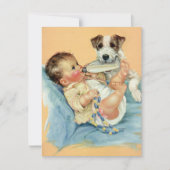  Schattigee Baby met Baby shower, hondenfeest Kaart (Voorkant)