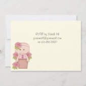 Schattigee Baby met Rozen in Bloempot 1e Verjaarda Kaart (Achterkant)