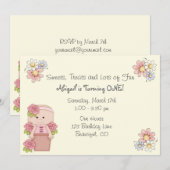 Schattigee Baby met Rozen in Bloempot 1e Verjaarda Kaart (Voorkant / Achterkant)