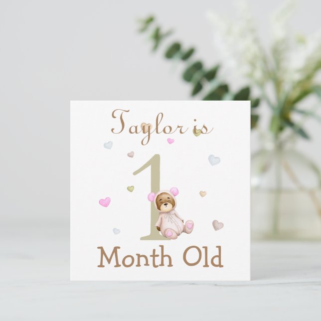 Schattigee Baby Milestone Marker 1 en 2 maanden ou (Staand voorkant)