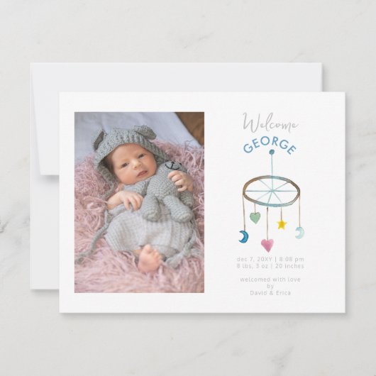 Schattigee Baby Mobiele foto Baby Aankondiging (Voorkant)