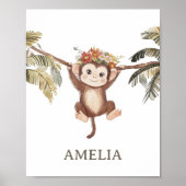 Schattigee Baby Monkey Boho Safari Nursery Wall Poster (Voorkant)