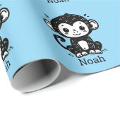 Schattigee Baby Monkey Drawing - Kawaii Nursery Ar Cadeaupapier (Rol Hoek)