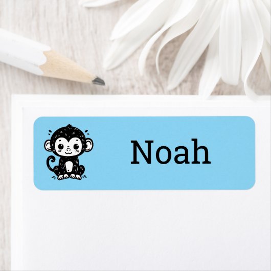 Schattigee Baby Monkey Drawing - Kawaii Nursery Ar Etiket (Insitu)