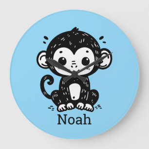 Schattigee Baby Monkey Drawing - Kawaii Nursery Ar Grote Klok