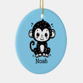 Schattigee Baby Monkey Drawing - Kawaii Nursery Ar Keramisch Ornament (Rechts)