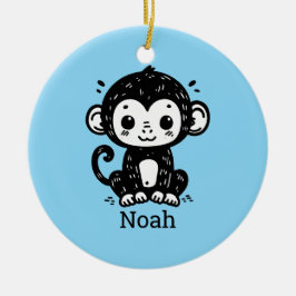 Schattigee Baby Monkey Drawing - Kawaii Nursery Ar Keramisch Ornament