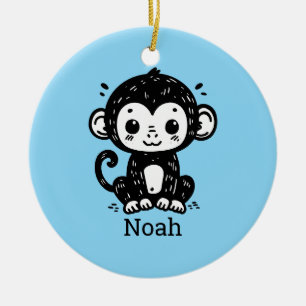 Schattigee Baby Monkey Drawing - Kawaii Nursery Ar Keramisch Ornament