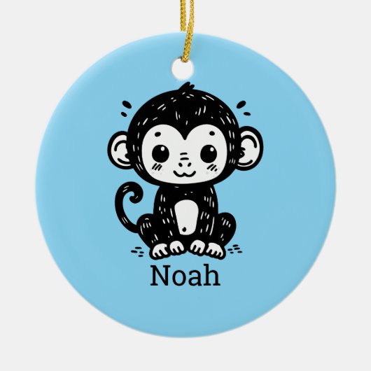 Schattigee Baby Monkey Drawing - Kawaii Nursery Ar Keramisch Ornament (Voorkant)