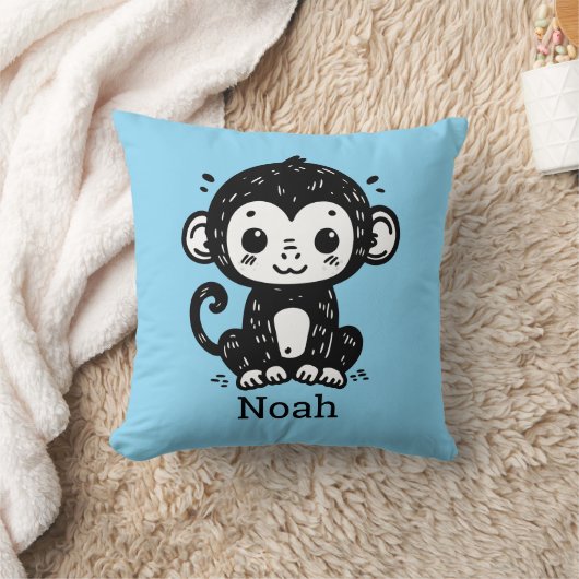 Schattigee Baby Monkey Drawing - Kawaii Nursery Ar Kussen (Deken)
