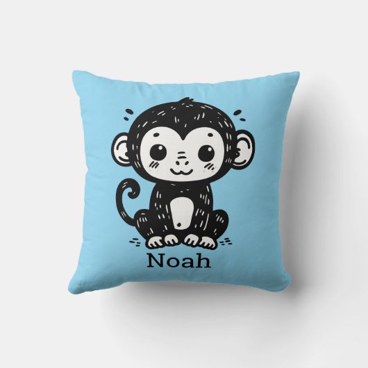 Schattigee Baby Monkey Drawing - Kawaii Nursery Ar Kussen (Achterkant)