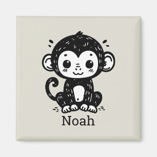 Schattigee Baby Monkey Drawing - Kawaii Nursery Ar Magneet