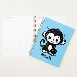 Schattigee Baby Monkey Drawing - Kawaii Nursery Ar Planner