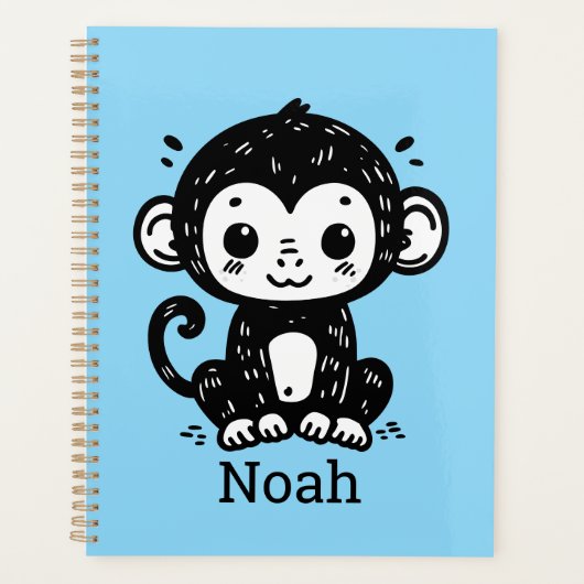 Schattigee Baby Monkey Drawing - Kawaii Nursery Ar Planner (Voorkant)