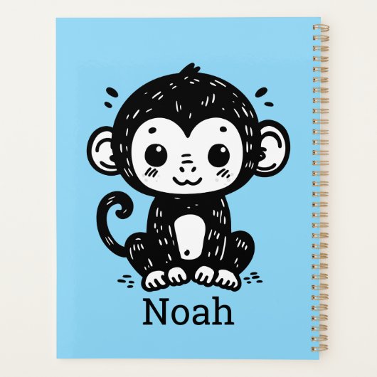 Schattigee Baby Monkey Drawing - Kawaii Nursery Ar Planner (Achterkant)