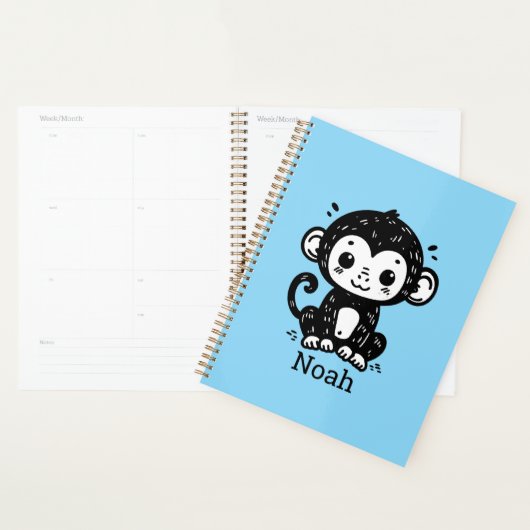 Schattigee Baby Monkey Drawing - Kawaii Nursery Ar Planner (Display)