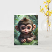 Schattigee Baby Monkey in Oerwoud Forest Illustrat Kaart (Gele Bloem)