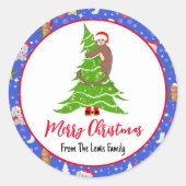 Schattigee Baby Monkey met dierentuin Vrolijk Kers Ronde Sticker (Voorkant)