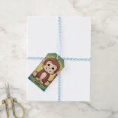 Schattigee baby Monkey met grote glimlach groene a Cadeaulabel (Met Touw)