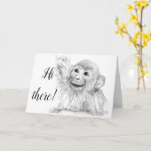 Schattigee Baby Monkey Pencil Sketch Wenskaart Kaart (Gele Bloem)