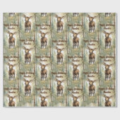 Schattigee Baby Moose Gepersonaliseerde Verjaardag Cadeaupapier (Vlak)