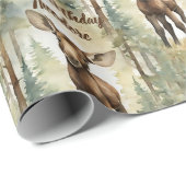 Schattigee Baby Moose Gepersonaliseerde Verjaardag Cadeaupapier (Rol Hoek)