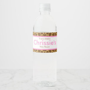 Schattigee Baby & Mum Giraffe Baby shower Party Waterfles Etiket