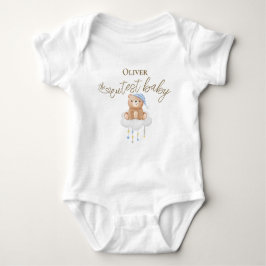 Schattigee baby Naam Beer op Cloud Romper