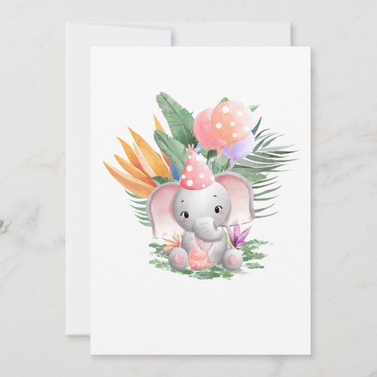 Schattigee Baby olifant 1e verjaardag Kaart (Achterkant)