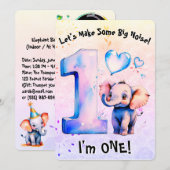 Schattigee Baby olifant 1e verjaardag meisjes roze Kaart (Voorkant / Achterkant)