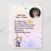 Schattigee Baby olifant 1e verjaardag meisjes roze Kaart (Achterkant)