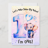 Schattigee Baby olifant 1e verjaardag meisjes roze Kaart (Voorkant)