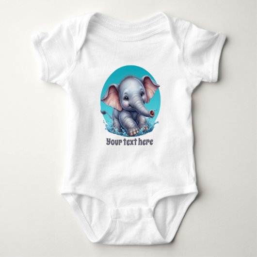Schattigee baby olifant aanpasbare jongens romper (Voorkant)