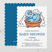 Schattigee Baby olifant bad Baby shower uitnodigin Kaart (Voorkant / Achterkant)