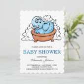 Schattigee Baby olifant bad Baby shower uitnodigin Kaart (Staand voorkant)