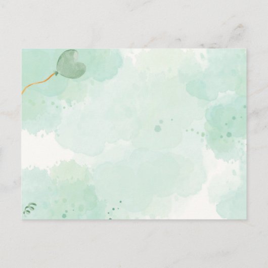 Schattigee Baby Olifant Balloon Baby shower Invita Briefkaart (Achterkant)