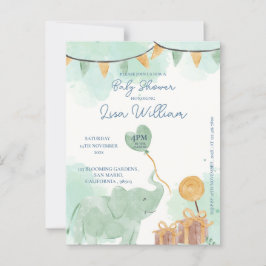 Schattigee Baby Olifant Balloon Baby shower Invita Briefkaart
