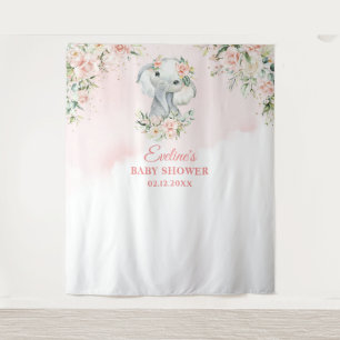 Schattigee baby olifant blos bloemengoud baby show wandkleed