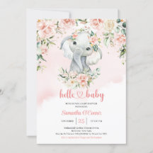 Schattigee baby olifant blush roze bloemen gouden 