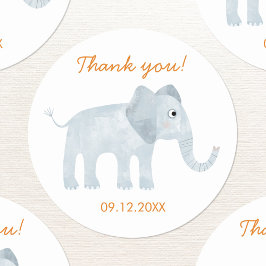 Schattigee Baby olifant dank je datum Ronde Sticker