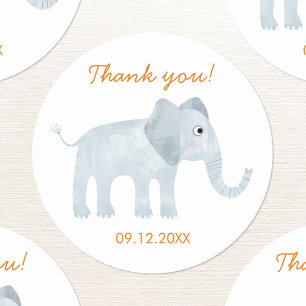 Schattigee Baby olifant dank je datum Ronde Sticker