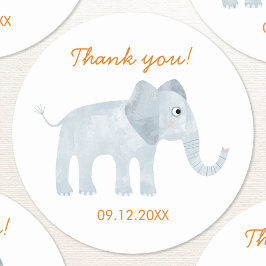 Schattigee Baby olifant dank je datum Ronde Sticker