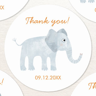Schattigee Baby olifant dank je datum Ronde Sticker