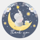 Schattigee Baby Olifant Dank u Ronde Sticker (Voorkant)