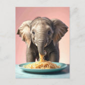 Schattigee Baby Olifant Eating Spaghetti Briefkaart (Voorkant)