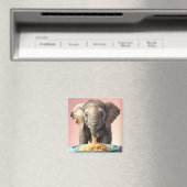 Schattigee Baby Olifant Eating Spaghetti Magneet (Insitu (Vaatwasser))